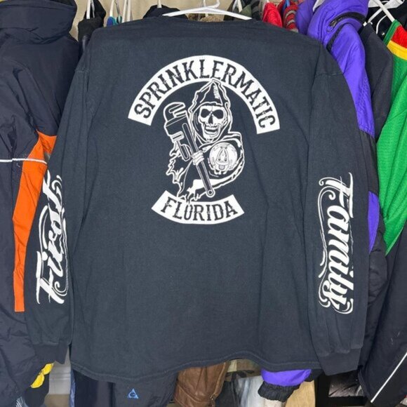 Other - Skeleton Family First Biker Long Sleeve Grunge Tee